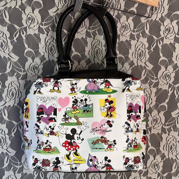NWOT Disney Parks Minnie and Mickey Retro Comic Print Shoulder Bag - Picture 3 of 10